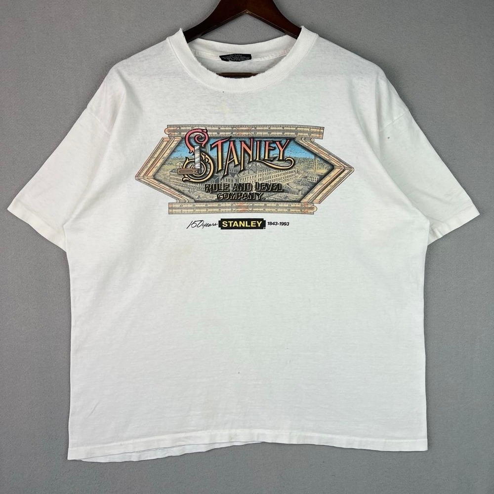 Vintage Stanley Rule and Level Company 1993 150 Years White Tee Shirt XL